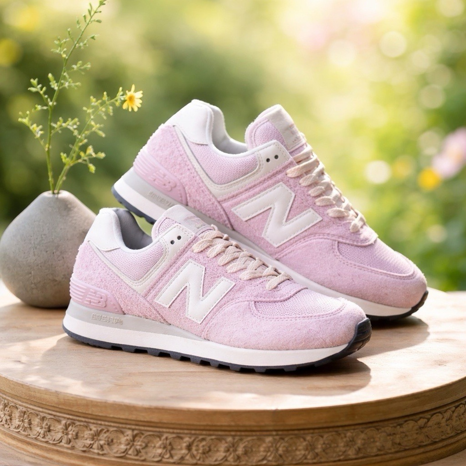 New Balance Pink And White Women's Sneakers